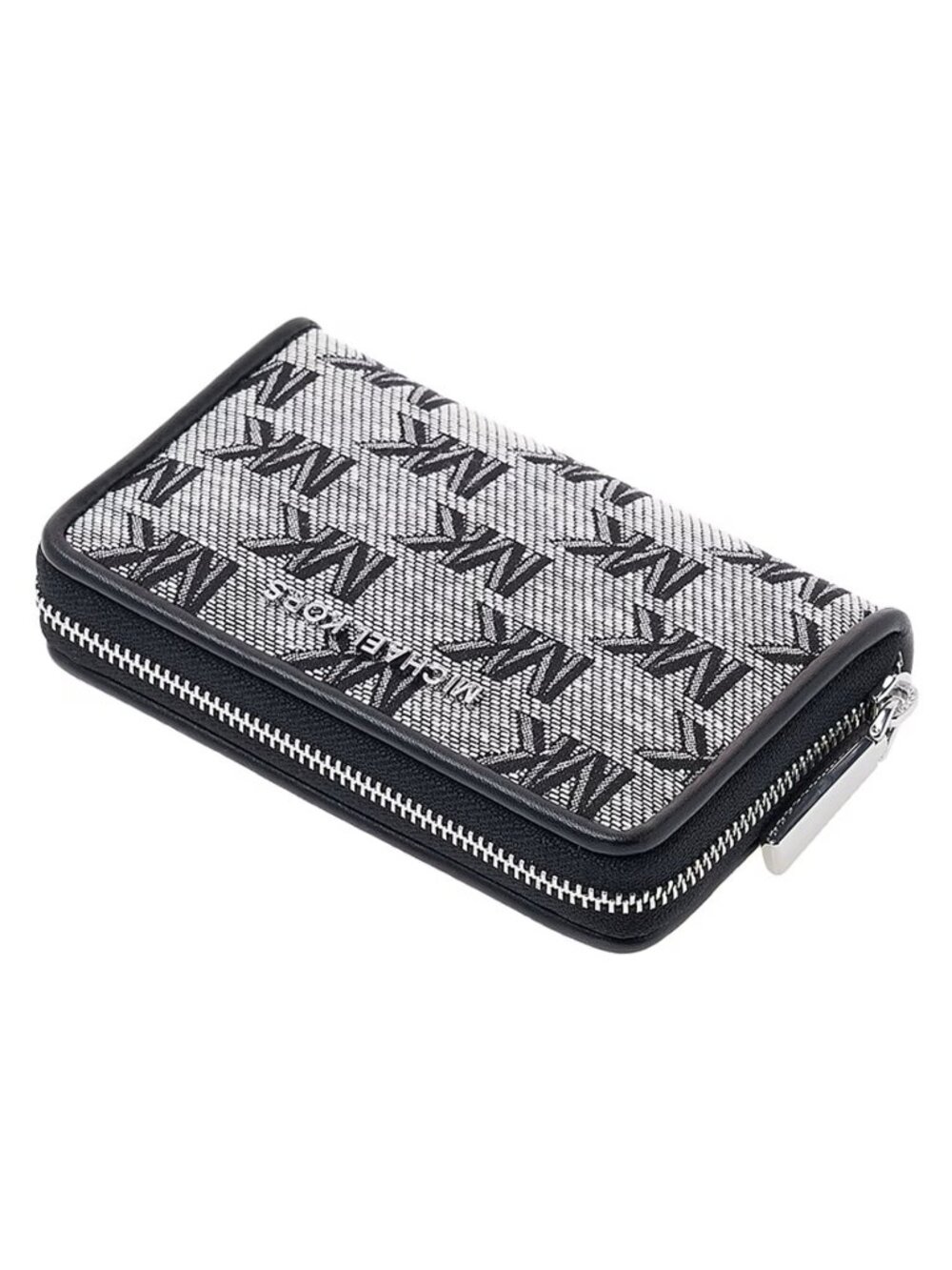 New Michael Kors Jet Set Small Zip Around Card Case Black/Light Cream - Picture 4 of 8